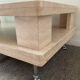 Table basse vintage en travertin et verre