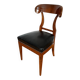 Biedermeier Shovel Chair in Walnut Veneer & Black Leather, Austria, 1820s
