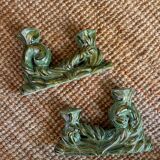 Set of 2 ceramic double candlesticks 1930s Hubert Bequet