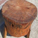 Old butcher's block table tripod.