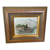 Watercolour painting signed boat marine