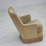1970s, Danish armchair., original light green furniture velour.