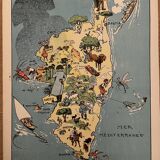 Old illustrated map of Corsica 1932 - JP Pinchon