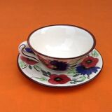 Tasse / Soucoupe à Déjeuner Faïence à décor floral