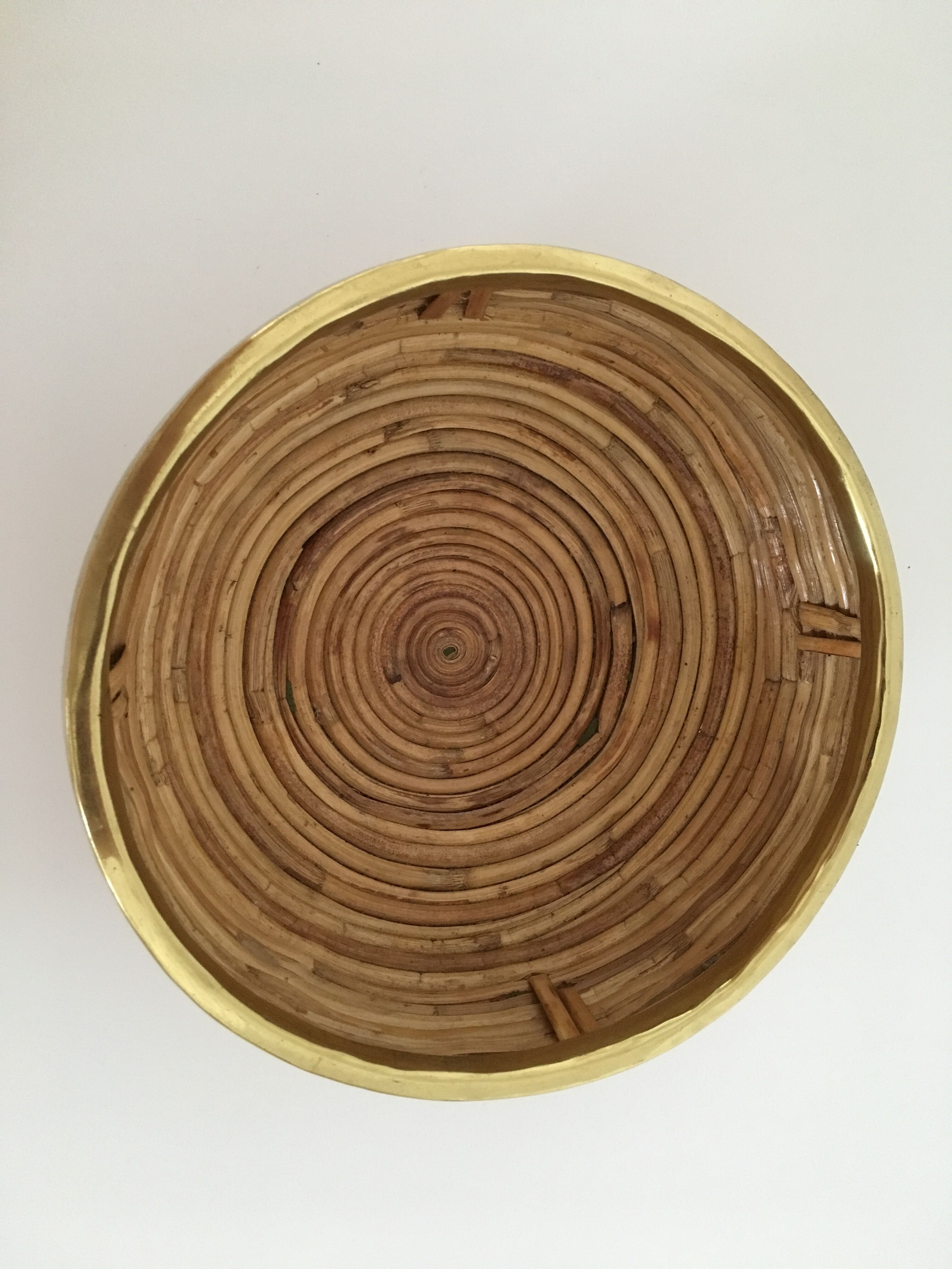 Bamboo and brass basket