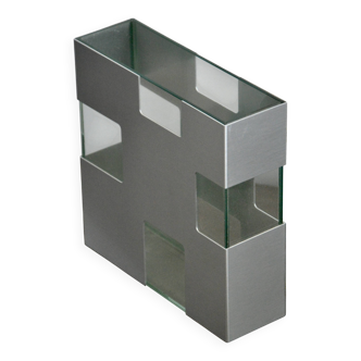 Vintage Glass & Brushed Steel Vase Space Age / Futuristic / 70's Design