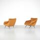 Pair of fabric armchairs, Italy, 1960s.