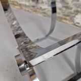 Paul Legeard designer coffee table in smoked glass and chrome