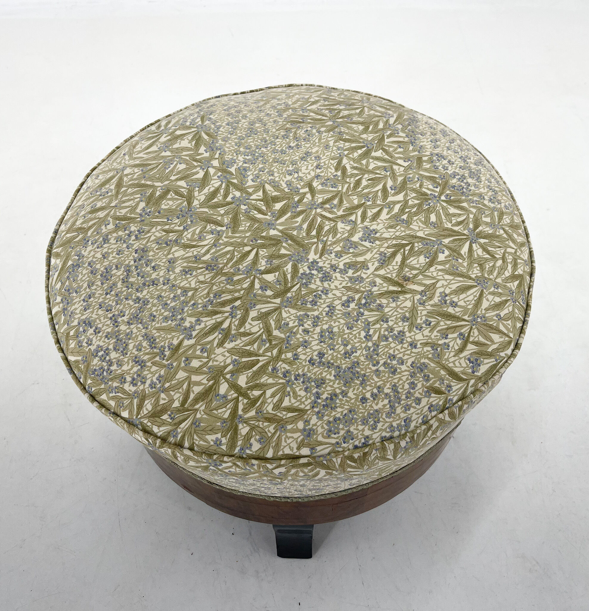 Upholstered wallnut veneer footstool, italy 1950