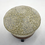 Upholstered wallnut veneer footstool, italy 1950