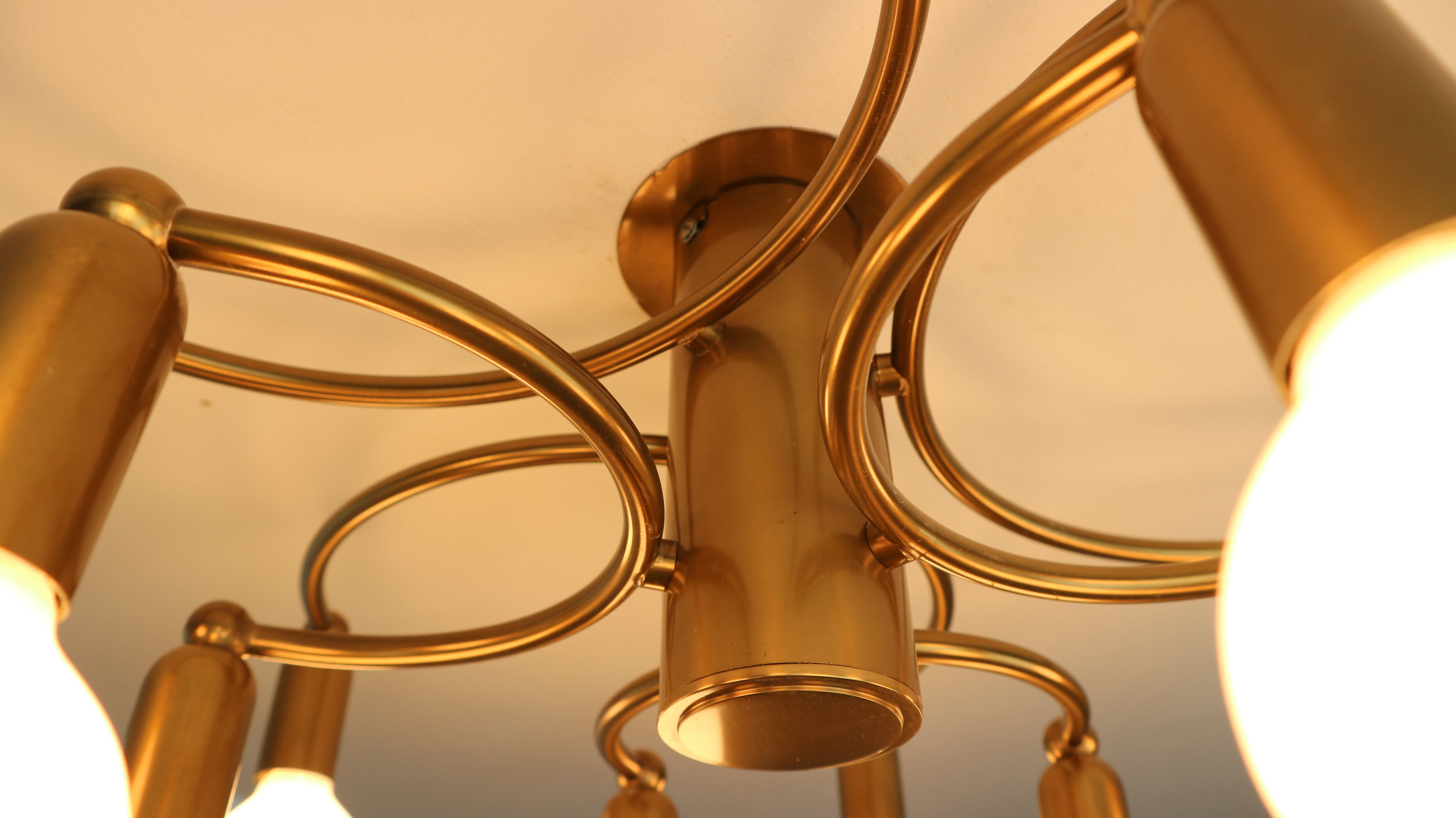 Vintage Modern Golden Color Ceiling Lamp, 1970s