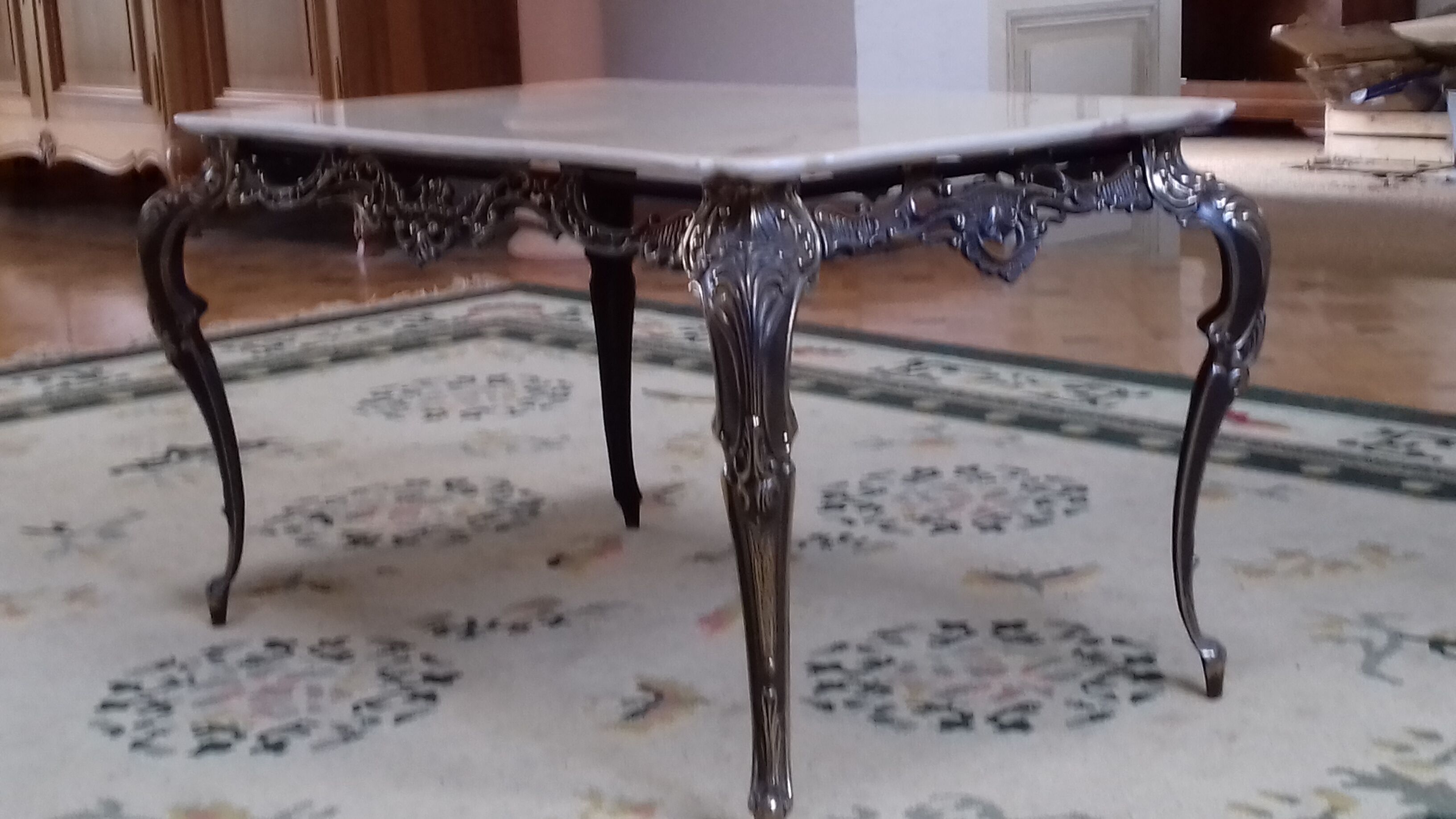 Bronze coffee table and marble tray