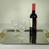 Stainless steel and gold metal tray - 1980s