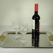 Stainless steel and gold metal tray - 1980s
