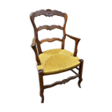 Rustic mulched armchair louis xv style in oak