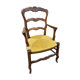 Fauteuil paillé rustique style  louis xv en chêne