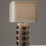 Travertine and walnut bubble lamp
