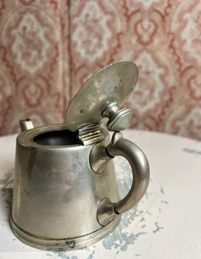 Silver-plated metal teapot or coffee pot with double hallmarks - early 20th century
