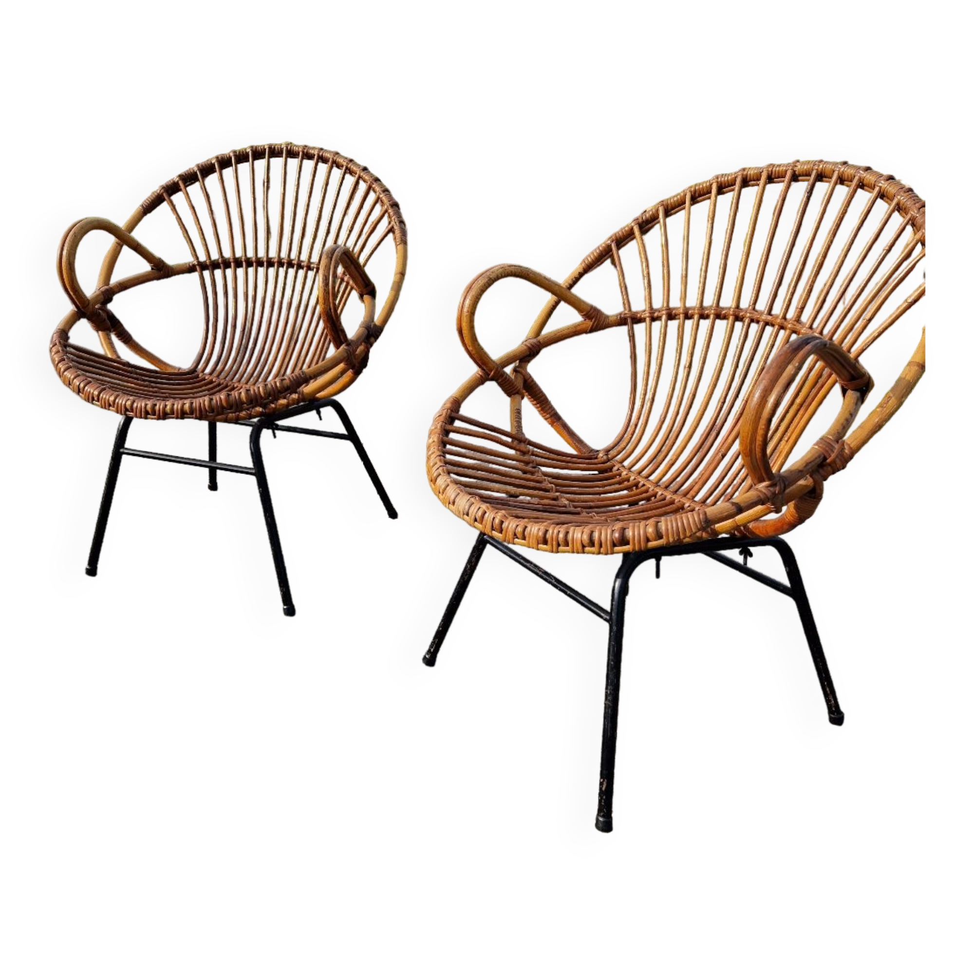 Set of 2 rattan armchairs