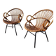 Set of 2 rattan armchairs