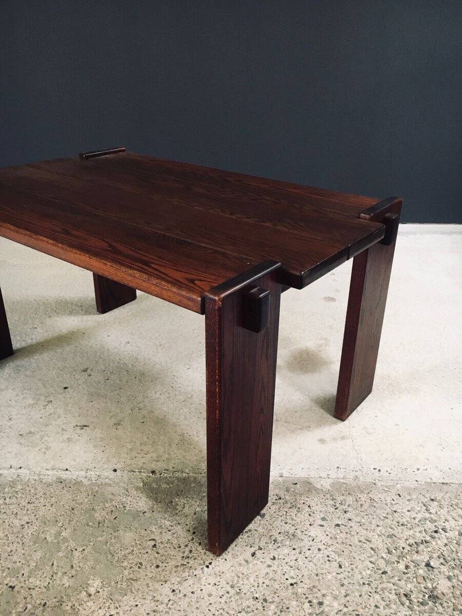 Constructivist Oak Dining Table, Belgium, 1960s