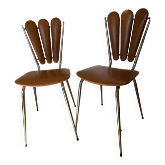 Tubemenager vintage petal chairs in brown leatherette