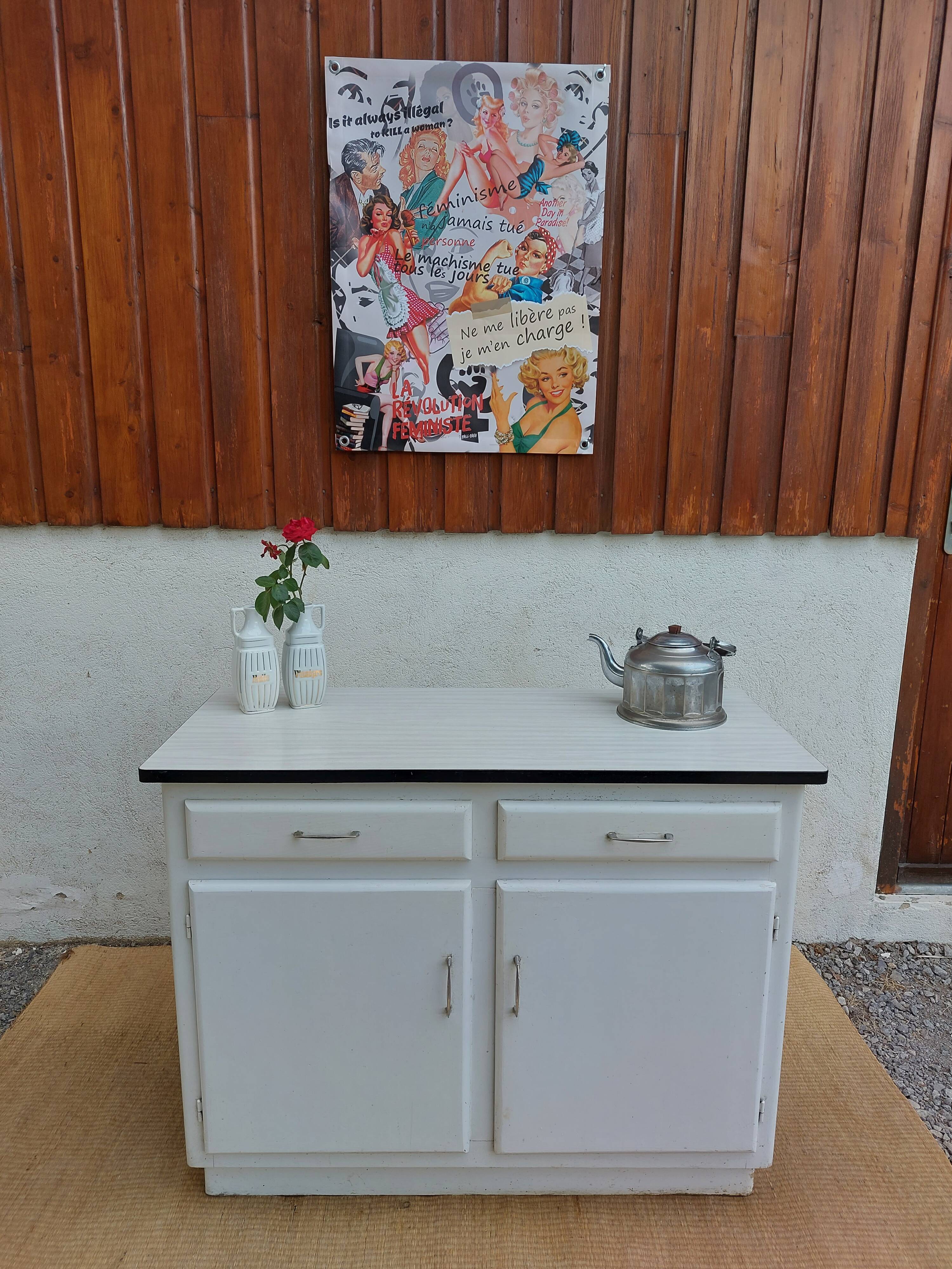 wooden cupboard, formica top