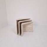 Set of 3 Italian Travertine Nesting or Side Tables, 1980s