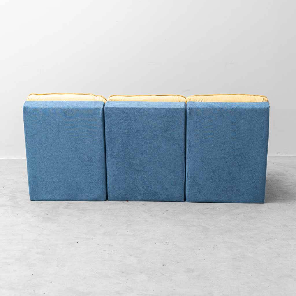 Vintage modular sofa with 3 elements in two-tone fabric – 1970s