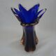 Vintage cobalt blue and amber blown glass vase in Murano style.