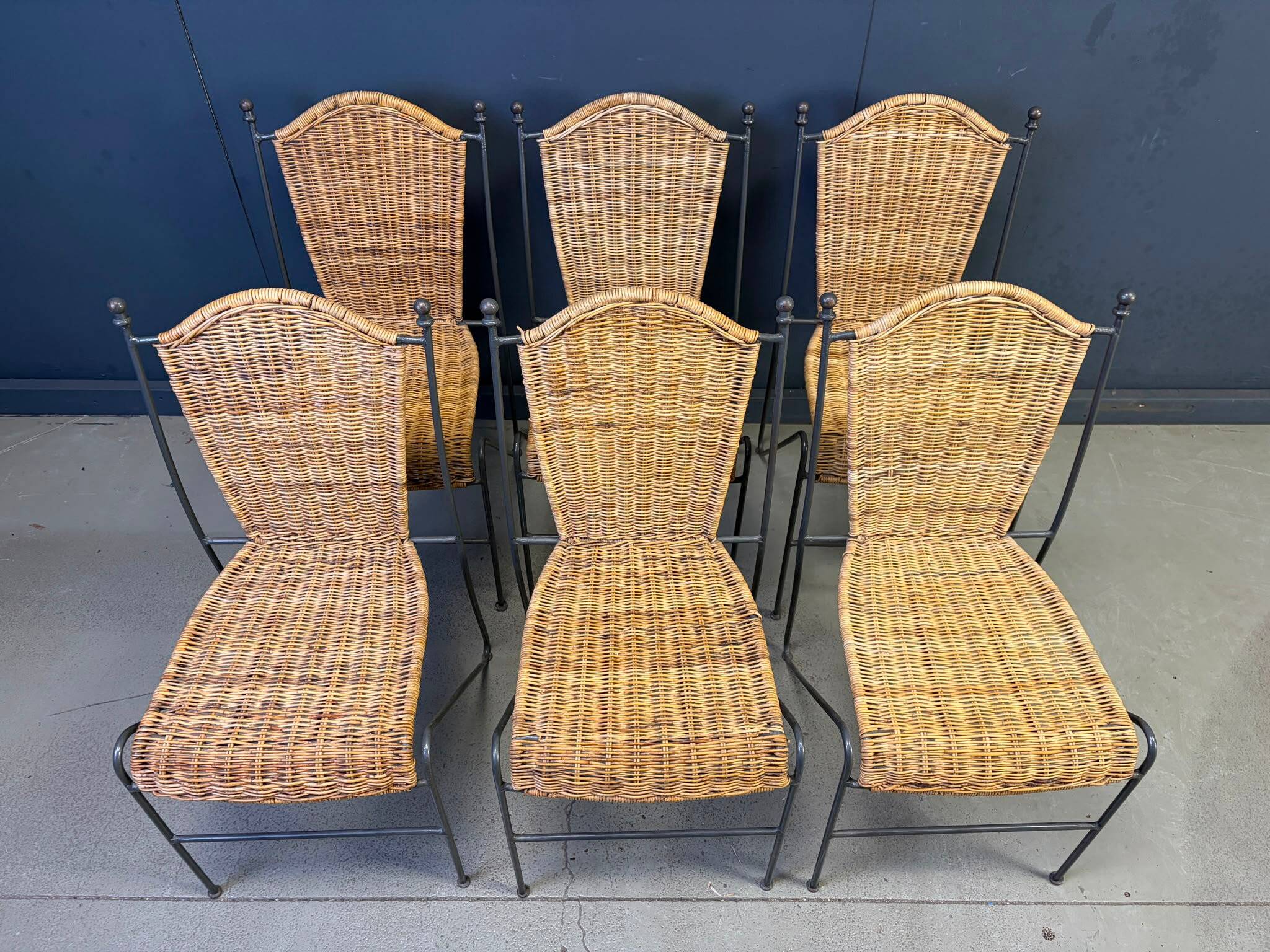 Vintage wicker bistro chairs by Frederik Weinberg, 1960s