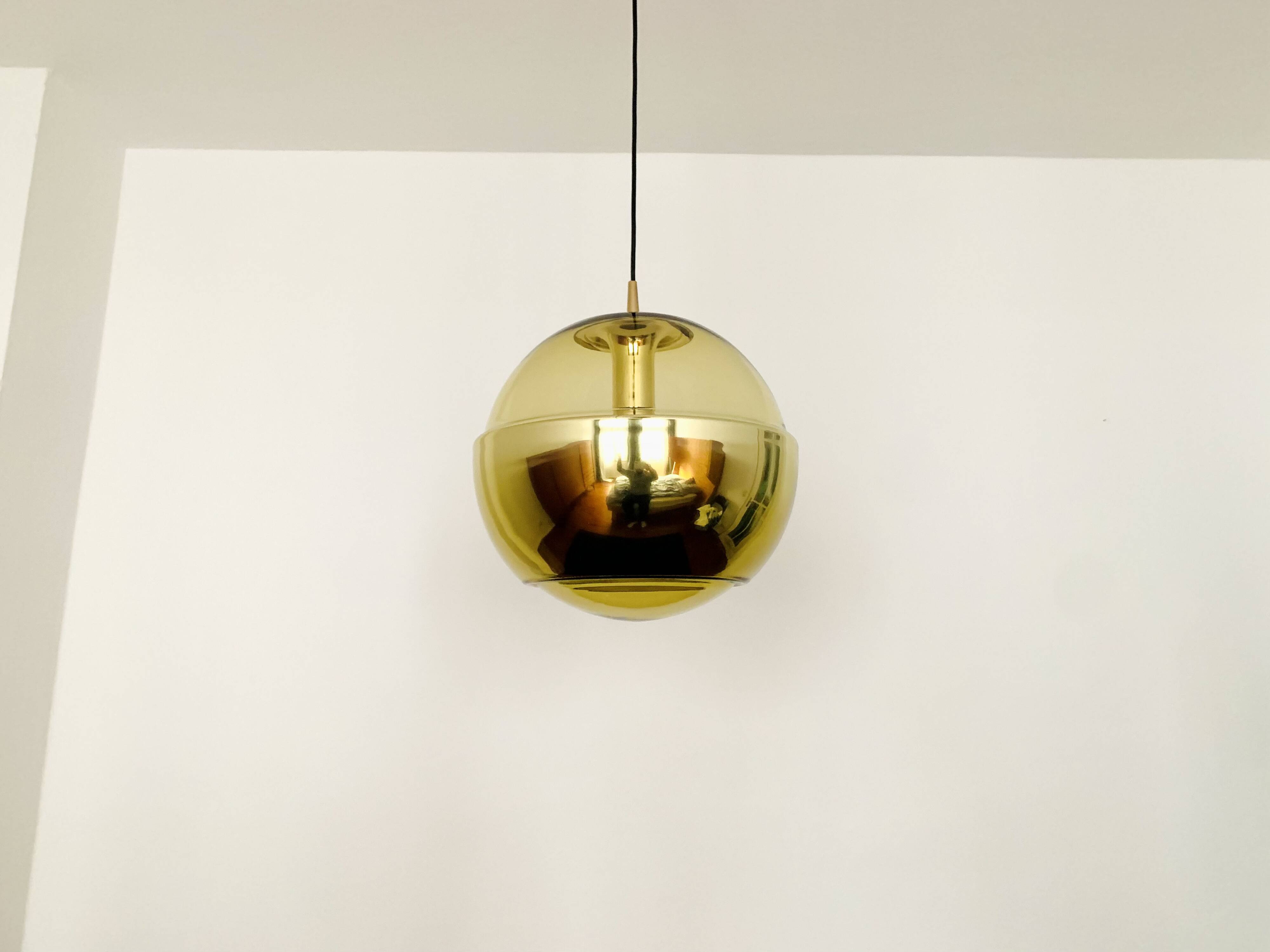 Golden Space Age Glass Pendant Lamp by Peill and Putzler