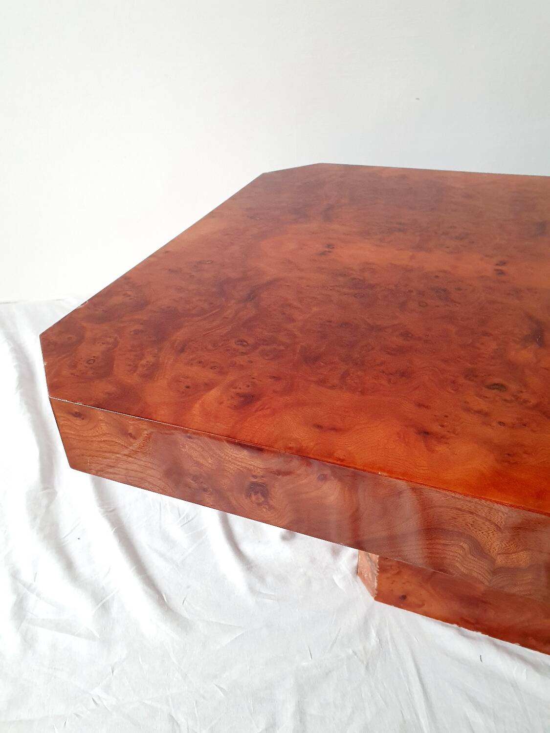 Elm burl coffee table, 70s