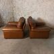 Pair camel leather armchairs