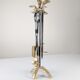 Brutalist iron and brass fireplace set by David Marshall, 1970s