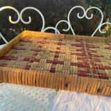 70s rattan tray