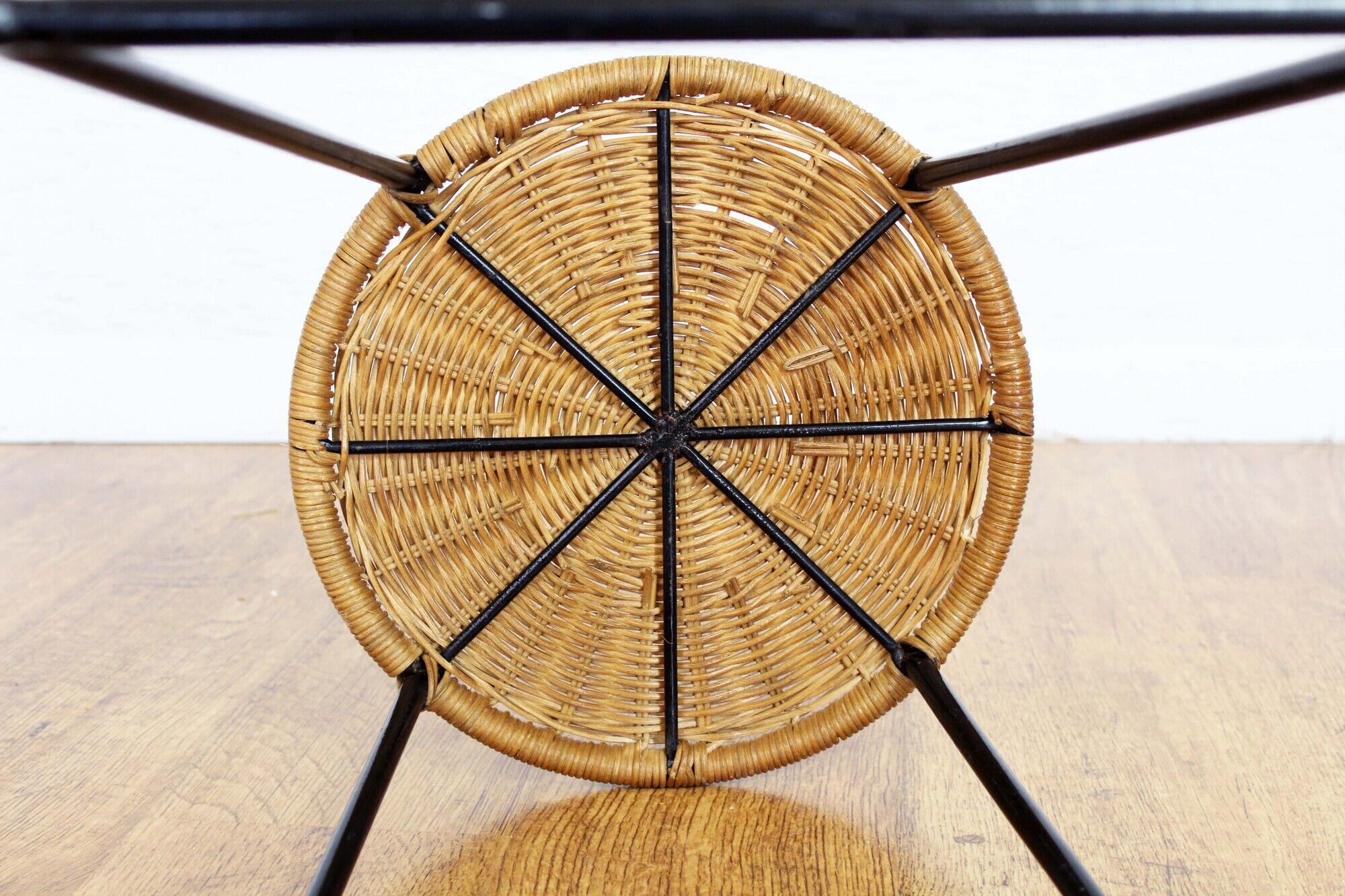 Stool metal and wicker of the years 50
