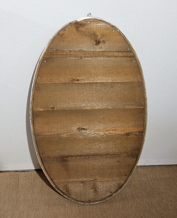 Oval mirror with silver frame, art nouveau, 1900