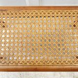 Low stool, wooden and cane footrest