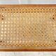 Tabouret bas, repose pieds bois et cannage