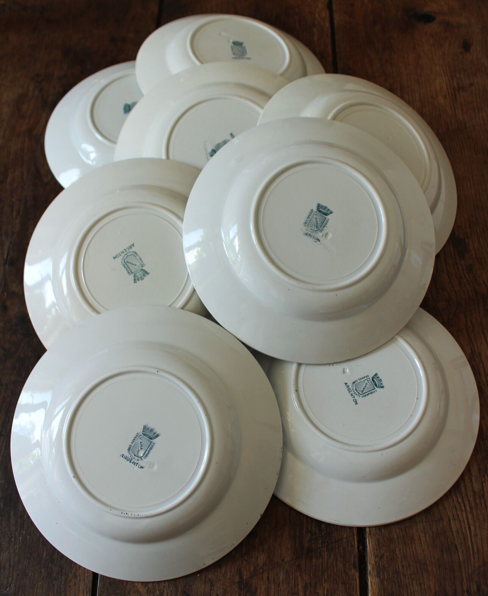 Lot 8 hollow plates Terre de Fert vert Fleurs Argenton Saint Amand