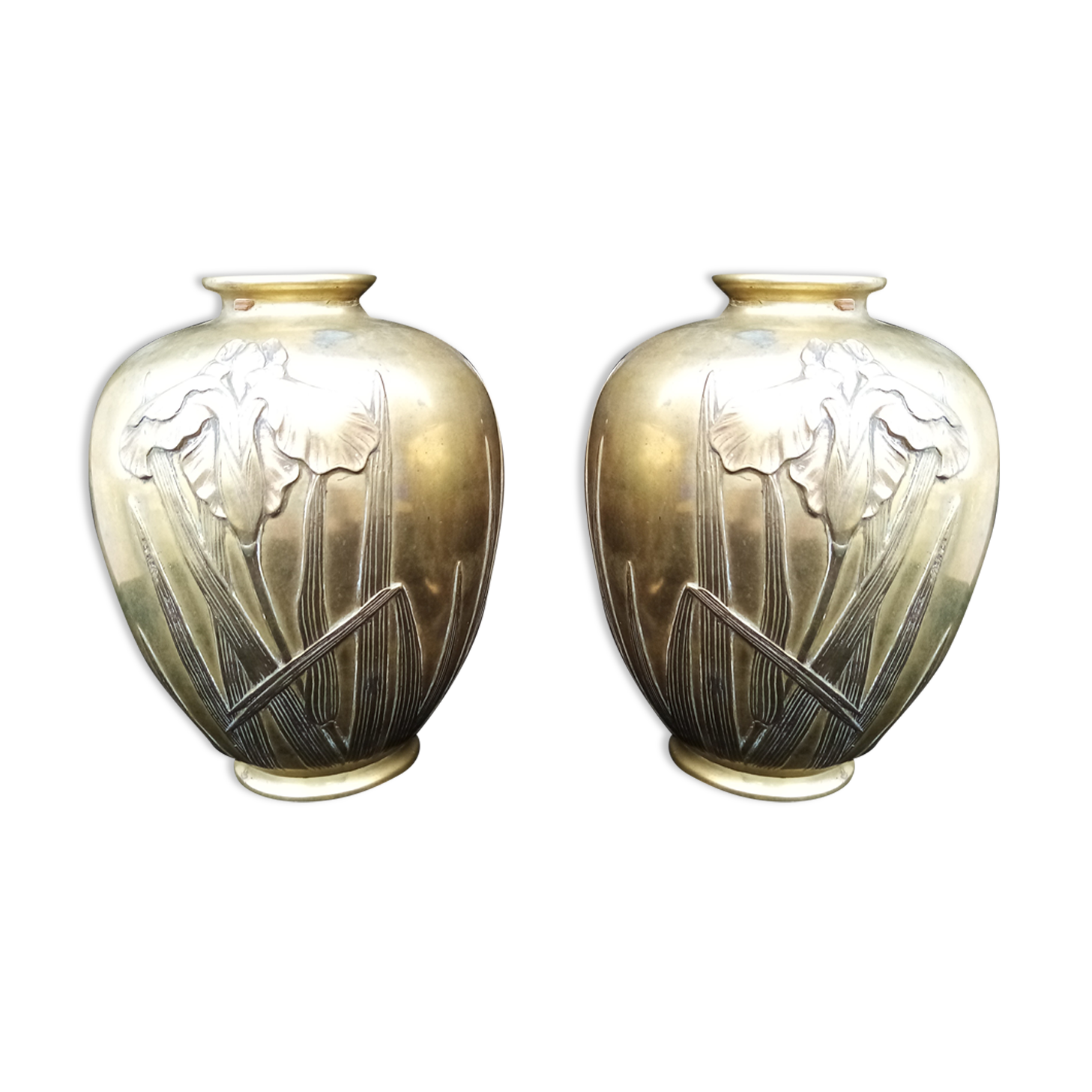 Pair of vase decoration of japanese iris