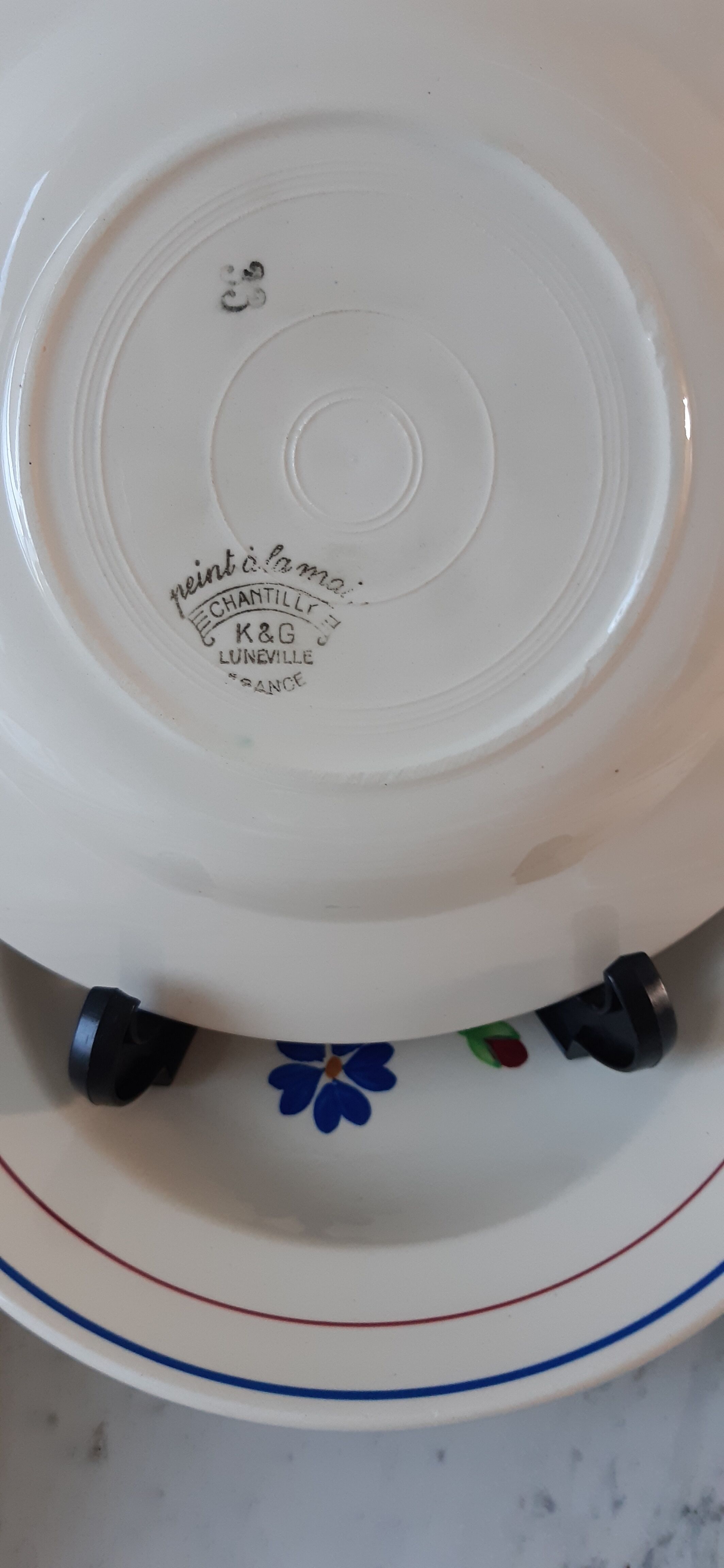 Set of 6 hollow plates Luneville model Chantilly