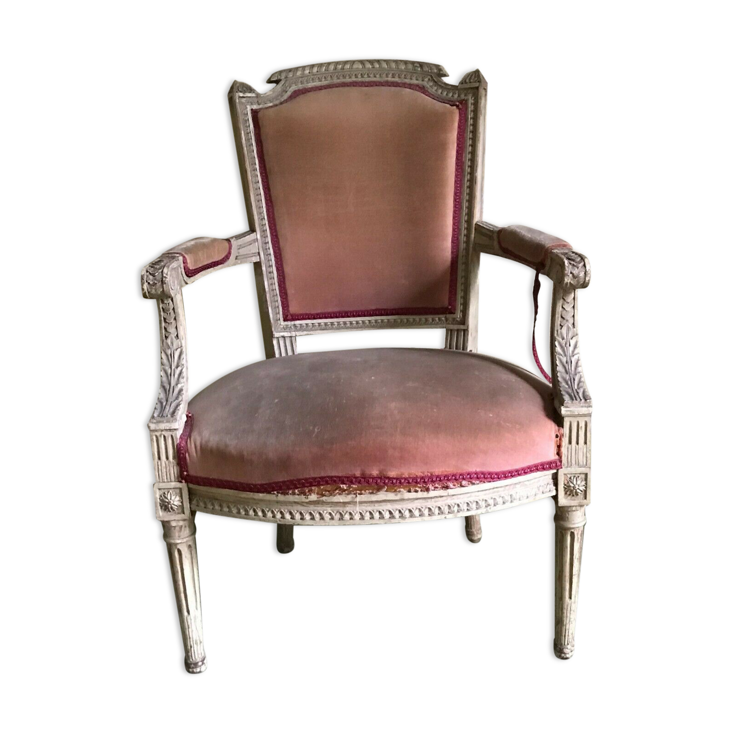 Directoire style armchair in patinated beech XX century