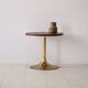 Table basse ronde vintage en cuir et métal