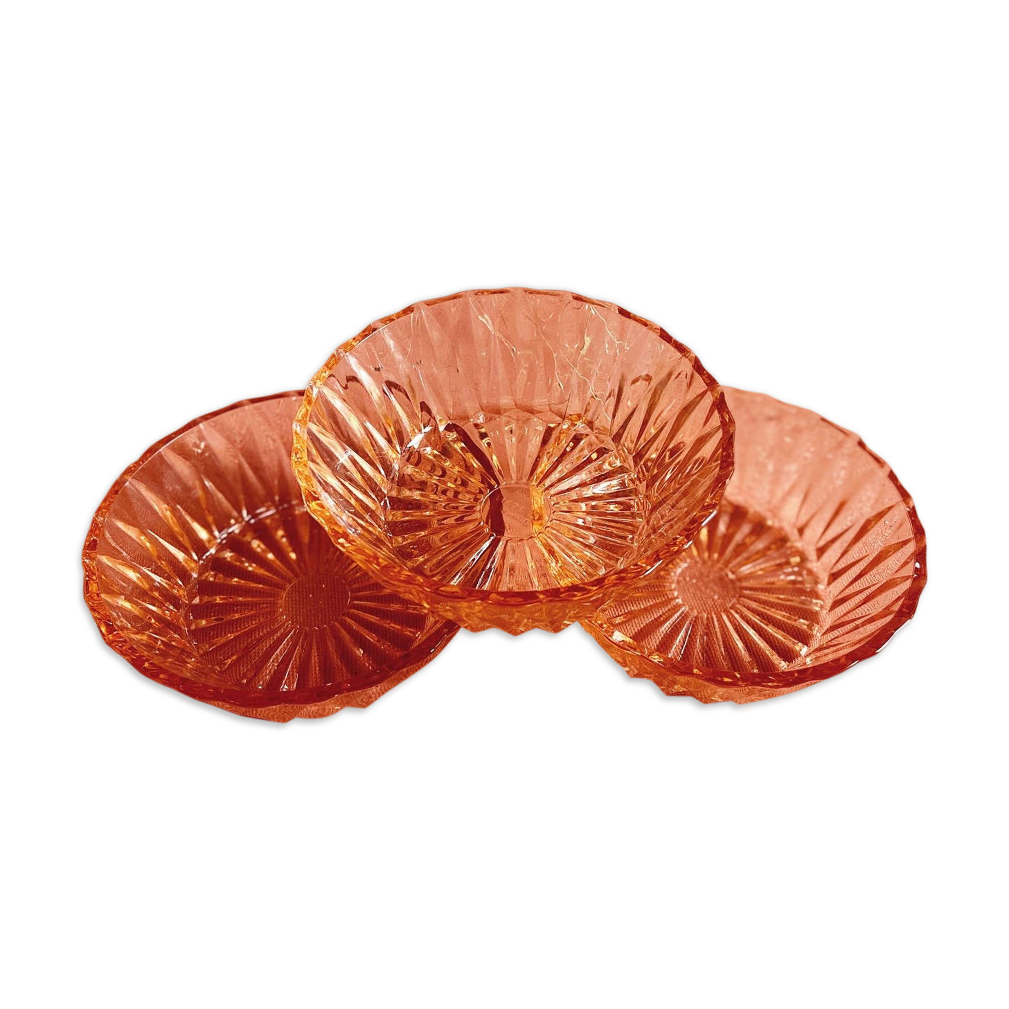 Pink chiseled glass cups