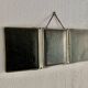 Vintage 1930s barber's triptych mirror, black beveled crystal - 28 x 70 cm