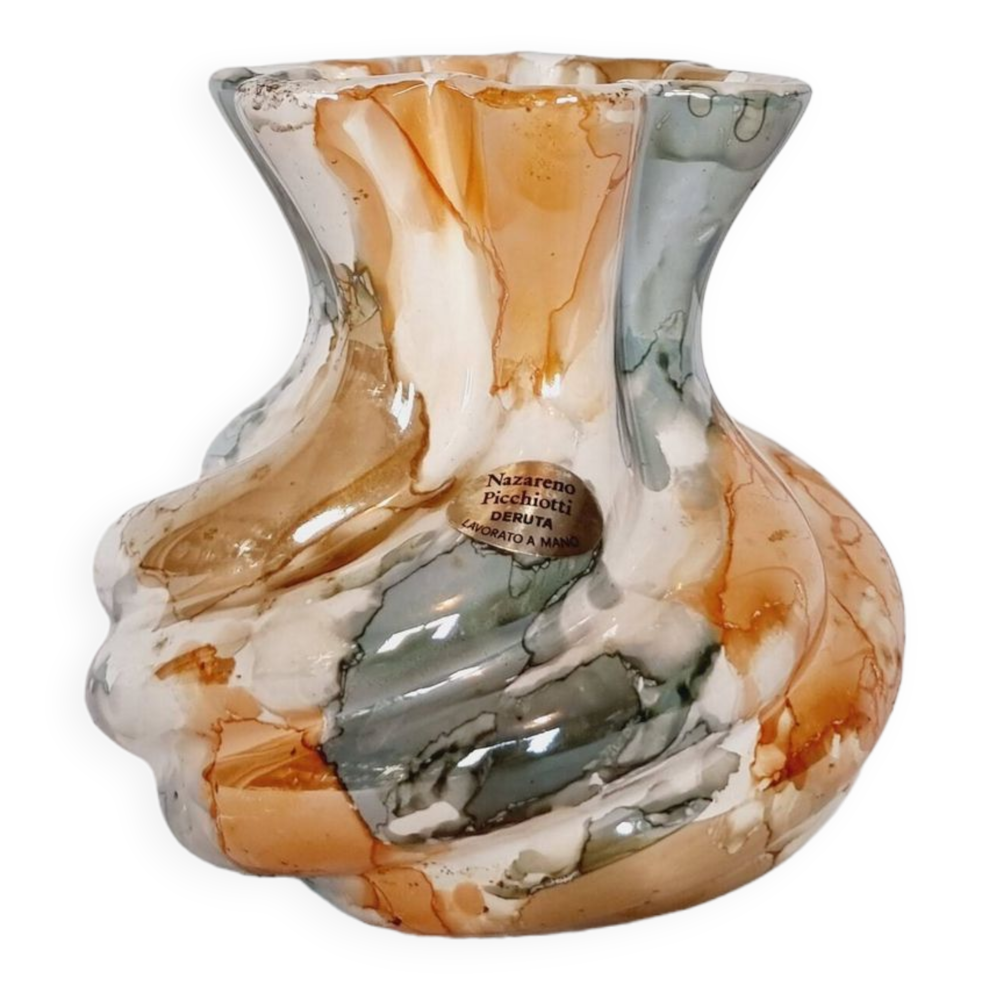 Deruta Crystal Vase by Nazareno Picciotti handcrafted in the 80s