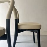 set of 2 chairs in ash and beige leather "Goteborg" by Gunnar Asplund for Cassina, design 1990