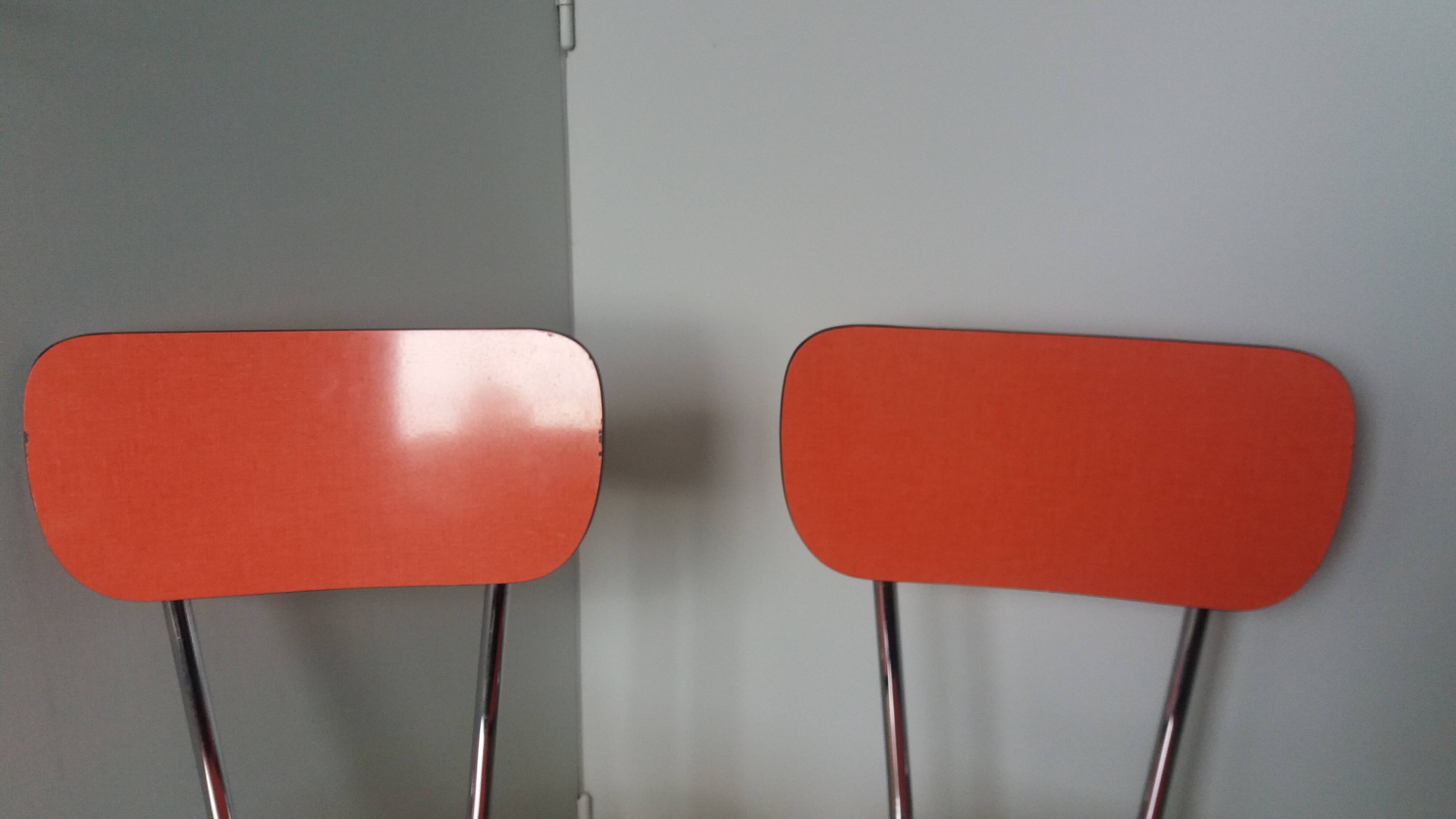 Chaises en formica et métal chromé